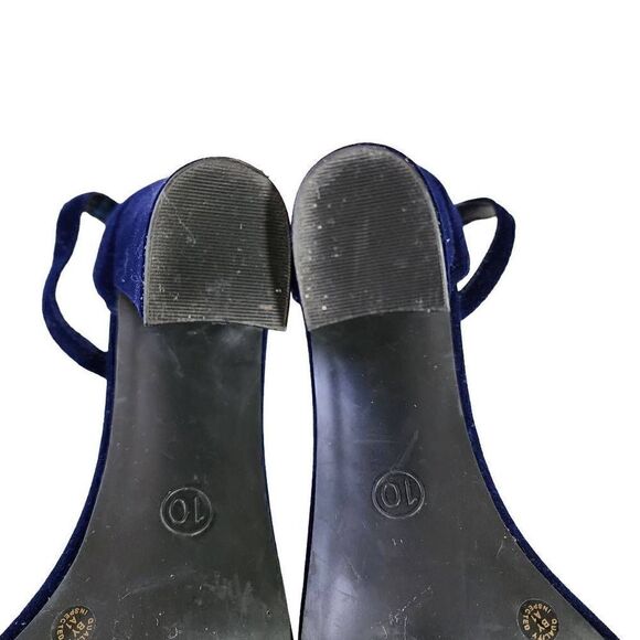 Worthington Women's Blue Velvet Ankle Strap Block Heel Sandals Size 10 - Picture 9 of 16